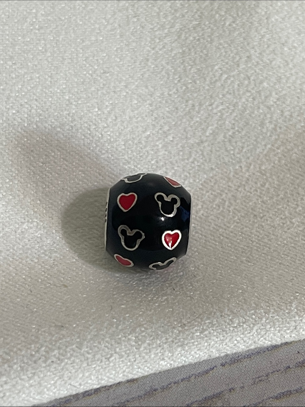 Authentic Pandora Black Mickey Silhouettes with Red Heart Enamel Charm Bead